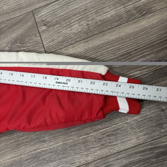 VTG CCM Bomber Jacket Mens S Red White Varsity Retro Nutri Chef Baseball 70s 80s - Picture 12 of 16